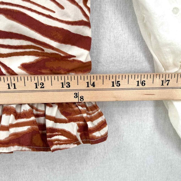 LOVE THE LABEL Shirt Womens S Cotton Puff Sleeve Top Zebra Eyelet ANTHROPOLOGIE - Picture 14 of 16